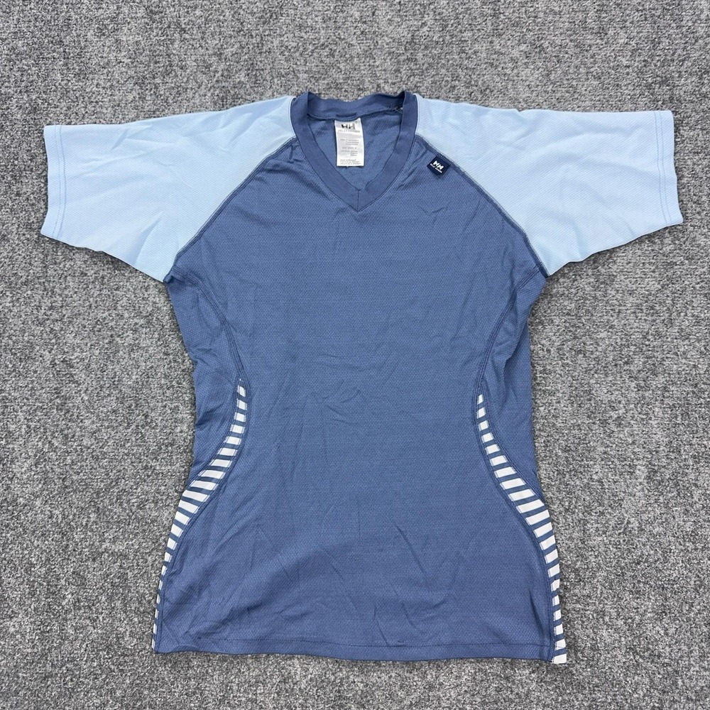 Helly Hansen Shirt Womens Large Blue Short Sleeve V-Neck Mesh Athletic Top